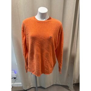 Tommy Hilfiger Mens‎ XL Embroidered Orange Crew Neck Sweater
